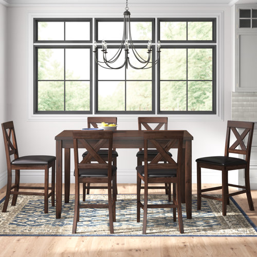 Three Posts Lashbrook 7 Piece Solid Wood Dining Set & Reviews Wayfair Canada